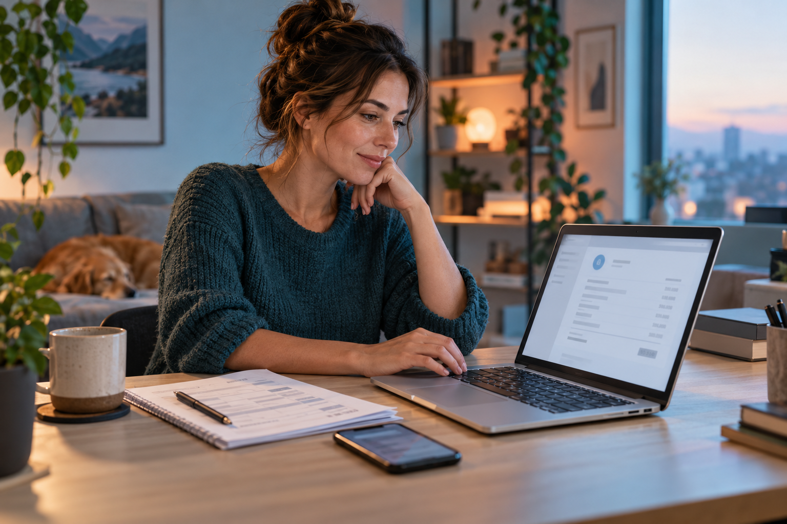 Adult reviewing an AI companion subscription receipt and billing ledger